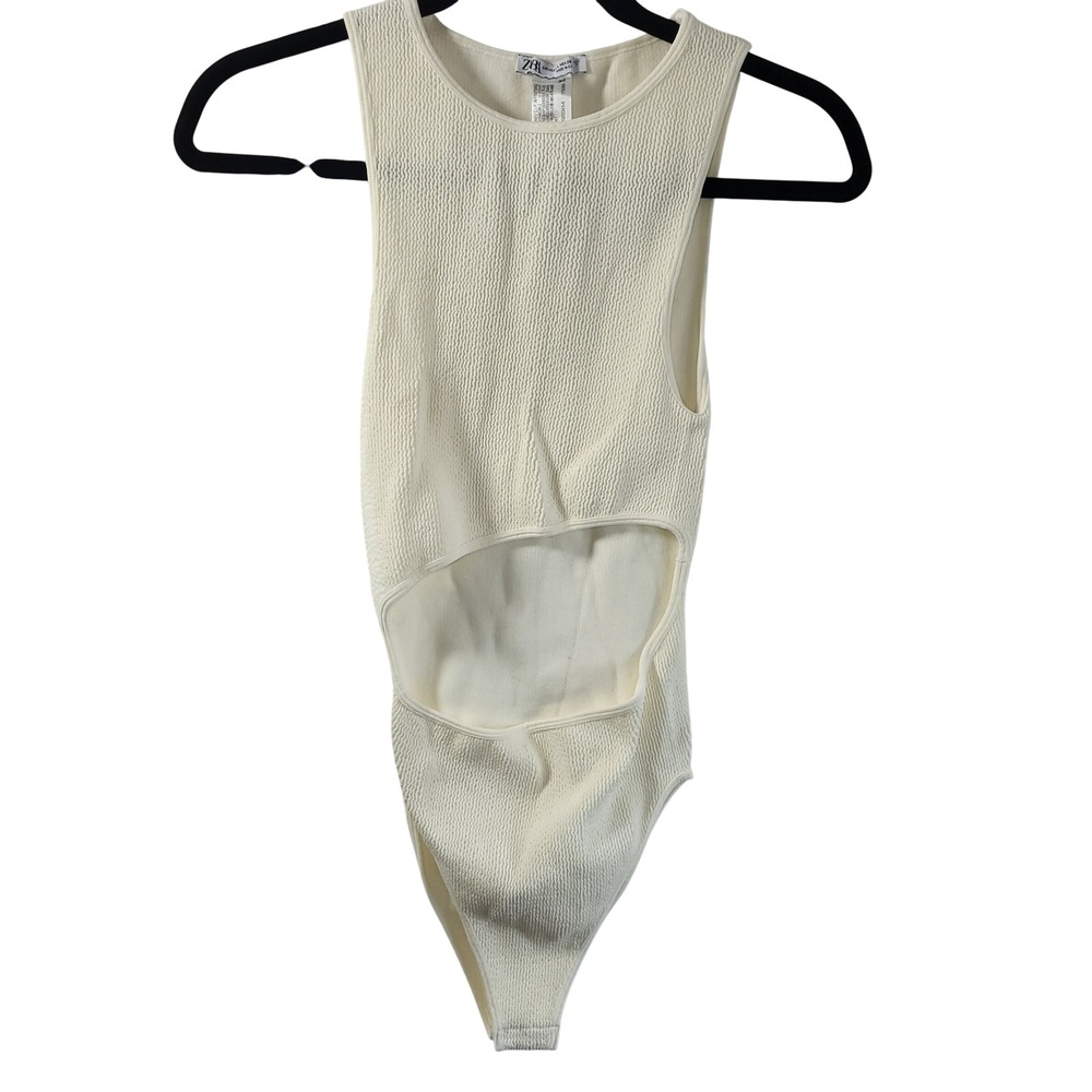 Zara Limitless Contour Collection Bodysuit Off White Cream M L 1014/332